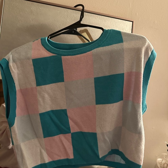 Colorful Checkered Knit Top - Picture 1 of 1